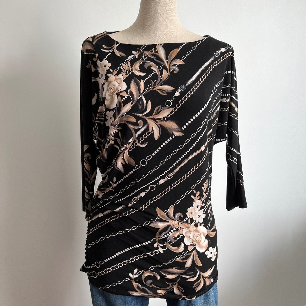 White House Black Market - Black Floral Long Sleeve Shirt